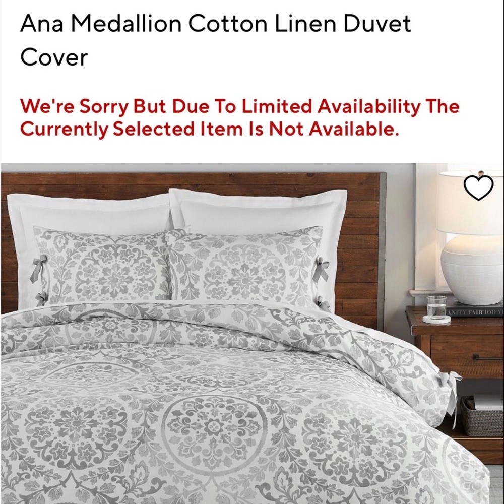 Pottery Barn Ana Medallion Cotton Linen Duvet Cover & Shams Queen
